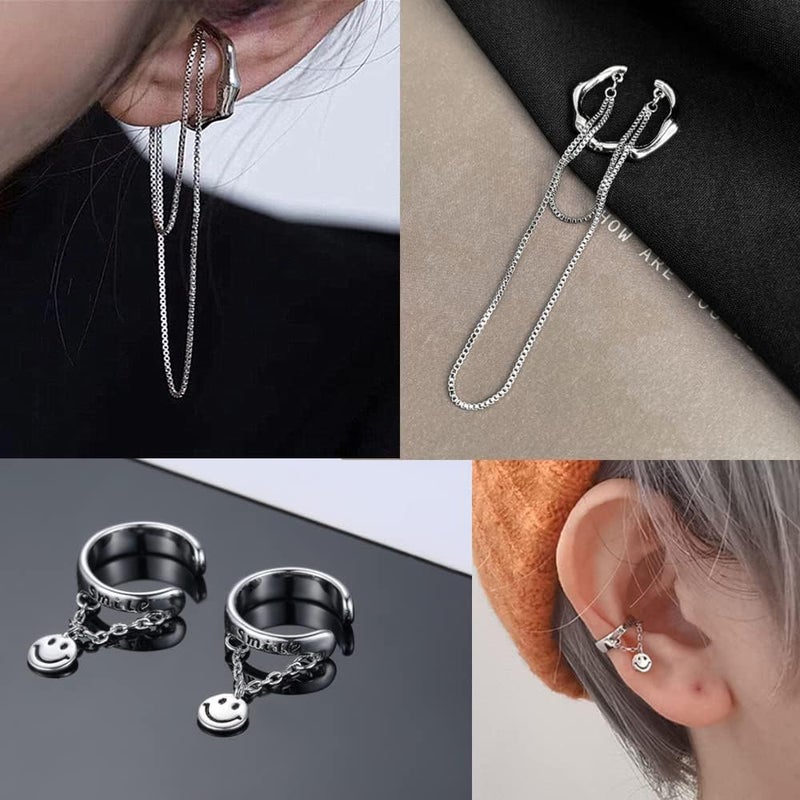 Coolkin 35 PCS Gold Silver Adjustable Ear Cuffs Earrings for Women Non-Piercing Cartilage Clip on Earrings Wrap Ear Jewelry Set,Punk Snake Butterfly Claw Stud Earrings for Women Gift - Image 3
